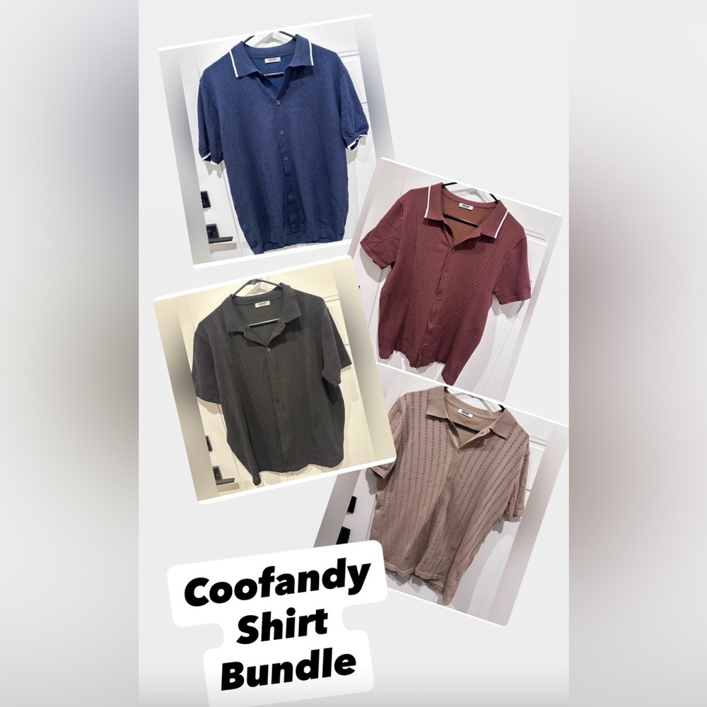 Bundle of 4 COOFANDY Men's Polo Button Down Shirts
